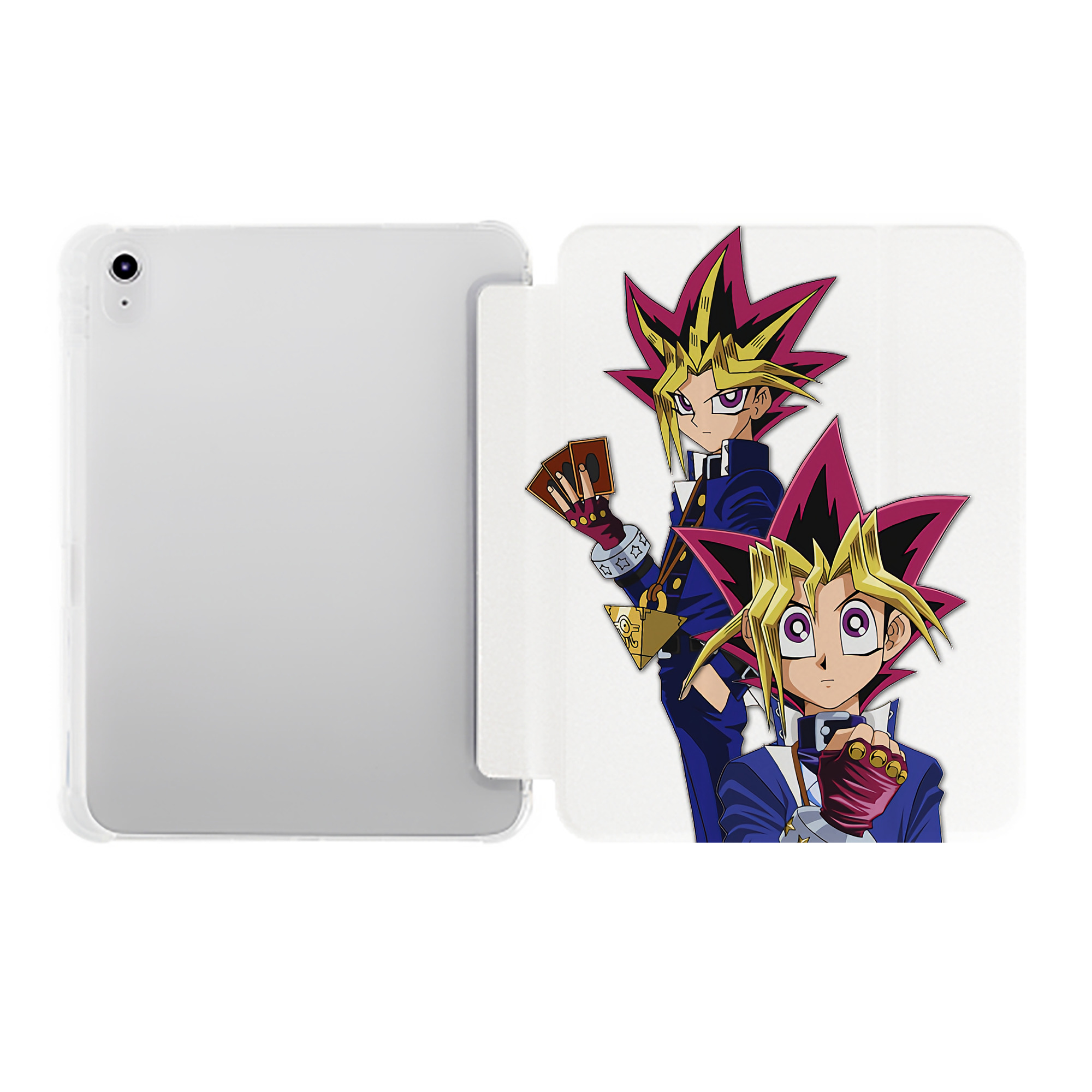 （画像用） 遊☆戯☆王 Yu-Gi-Oh! IPad ケース ペン収納付き 三つ折りスタンド PUレザー×シリコン 対応機種9.5/10.5/10.9インチ